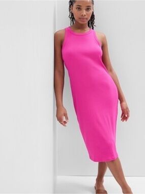 GAP Sleeveless Midi Tank Dress - Hot Pink